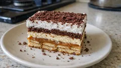 Ciasto 3 bit bez pieczenia – warstwy kajmaku, budyniu i bitej śmietany
