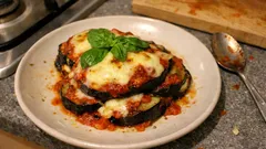 Grillowany bakłażan z pomidorami i mozzarellą – przystawka jak bruschetta bez pieczywa