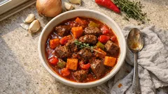 Antylski gulasz wołowy z wolnowaru – mięso kruche, sos głęboki i aromatyczny