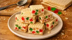 Śmietankowe wafle bez pieczenia z galaretkową kostką i herbatnikami – łatwe do krojenia