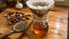 Woda po grzybach bez osadu: prosty trik z filtrem do kawy (idealna do barszczu)