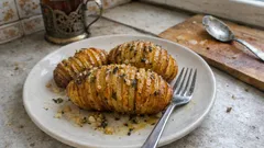 Ziemniaki hasselback z czosnkiem i ziołami – chrupiące brzegi, kremowy środek