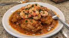 Kurczak z krewetkami w sosie z białego wina i bisque – elegancki obiad bez stresu