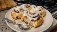 Puszyste cynamonki z masłem cynamonowym i kremowym lukrem – jak z cukierni