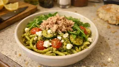 Makaron z pesto i dodatkami w 15 minut – prosty trik z wodą po makaronie