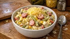 Sałatka z selerem konserwowym i frankfurterkami – sycąca, kremowa i chrupiąca