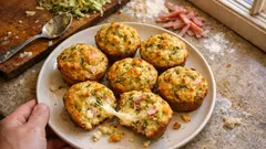 Wytrawne muffinki z cukinii z szynką i mozzarellą – puszyste i wilgotne w środku