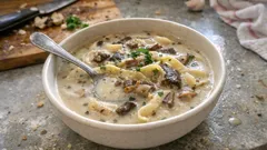 Wigilijna zupa grzybowa ze śmietanką i makaronem – aromatyczna, zawsze się udaje