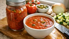 Sos pomidorowy do słoików z szybkowaru – z cukinią, oliwkami i ziołami