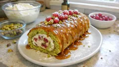 Bûche de Noël z pistacjowym biszkoptem i musem z czerwonych owoców – krok po kroku