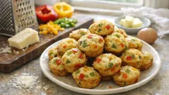 Mini muffinki na słono z parmezanem i papryką – kolorowa przekąska na imprezę