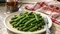 Fasolka szparagowa z patelni z czosnkiem i natką – szybki dodatek do obiadu i grilla