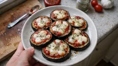 Mini pizze z bakłażana z piekarnika – lekka przekąska bez ciasta
