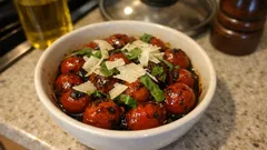 Pomidorki koktajlowe z balsamico z patelni – szybka, ciepła przystawka