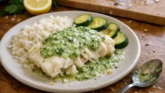 Dorsz na parze z kremowym sosem z ziół – obiad z Thermomixa w jednym gotowaniu