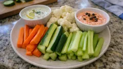 Crudités na imprezę: chrupiące warzywa i dwa szybkie dipy z jogurtu greckiego