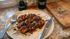 Szaszłyki z kurczaka w miodowo-sojowej glazurze z balsamico – prosto i soczyście