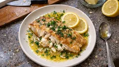 Sandacz pieczony z masłem cytrynowo-czosnkowym – prosty sposób na soczysty filet