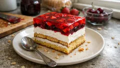 Bajeczne ciasto z galaretką na biszkopcie – warstwy, które zawsze się udają