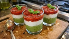 Warstwowe verrines z purée z cukinii i kozim serem – efektowna przystawka do zrobienia wcześniej