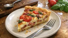 Quiche z pomidorkami, boczkiem i mozzarellą – prosta tarta, która zawsze się udaje
