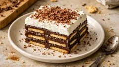 Czekoladowy przekładaniec z herbatnikami i śmietanką – ciasto, które robi się samo