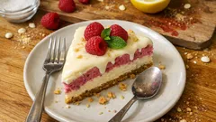 Sernik malinowy z warstwą na zimno i polewą z białej czekolady – efekt jak z cukierni