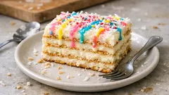 Torcik kokosowy bez pieczenia na krakersach – krem budyniowy i równe warstwy