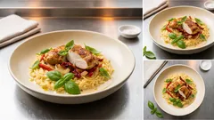 Kremowe orzo z kurczakiem i suszonymi pomidorami – obiad z jednej patelni