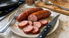 Domowa kiełbasa małopolska – parzona i wędzona, z czosnkiem i majerankiem