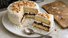 Tort kokosowy na białkach z kremem śmietankowo-czekoladowym – zawsze się udaje