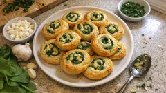 Ślimaczki ze szpinakiem i fetą w cieście francuskim – chrupiące i proste
