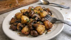 Ziemniaki pieczone z pieczarkami pod przykryciem – prosty obiad z piekarnika