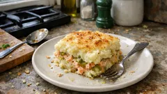 Hachis parmentier z łososiem i porem – kremowe purée i soczysta ryba z piekarnika