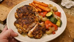 Kurczak z Ras el Hanout i warzywami z jednej blachy – prosty, aromatyczny obiad