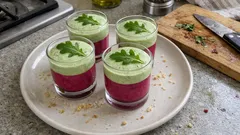 Verrines z burakiem i pianką z rukoli – elegancka przystawka w szklaneczkach