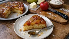 Odwracane ciasto z gruszkami i jabłkami na karmelu – wilgotne, jak u babci