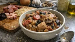 Bigos na kapuście kiszonej z grzybami i śliwkami – długo duszony, jeszcze lepszy następnego dnia